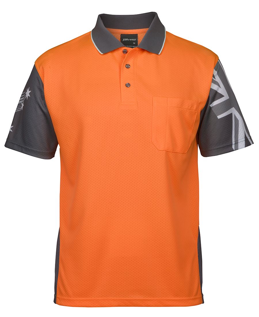 JB's HV SOUTHERN CROSS POLO - Orange/Charcoal