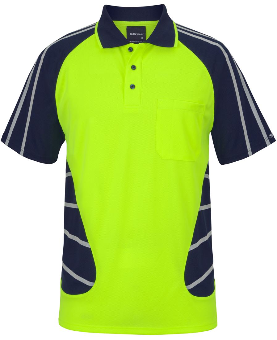 STREET SPIDER POLO W/REFLECTIVE STRIPE - LIME/NAVY