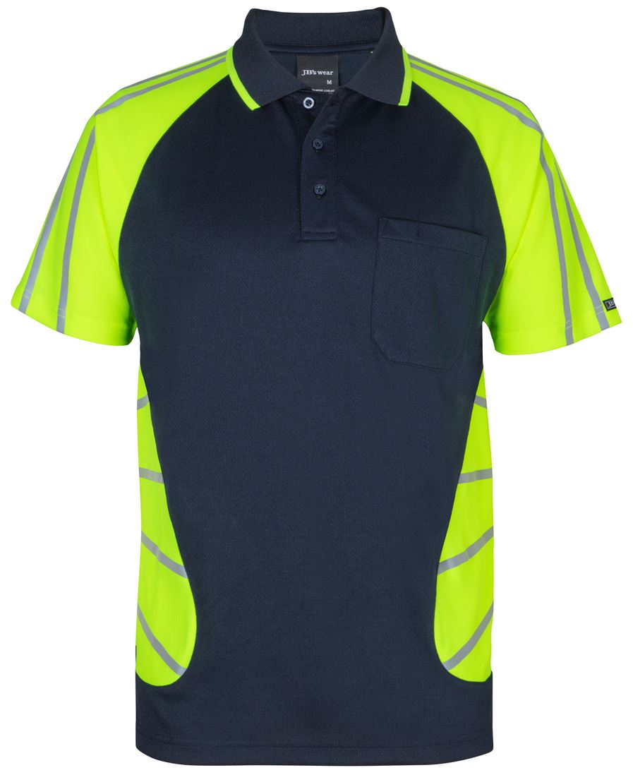 STREET SPIDER POLO W/REFLECTIVE STRIPE - NAVY/LIME