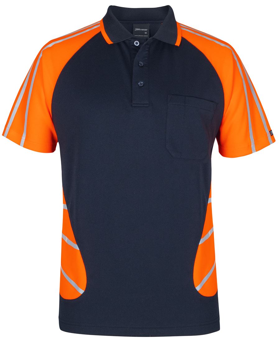 STREET SPIDER POLO W/REFLECTIVE STRIPE - NVY/ORANGE