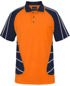 STREET SPIDER POLO W/REFLECTIVE STRIPE - ORANGE/NVY