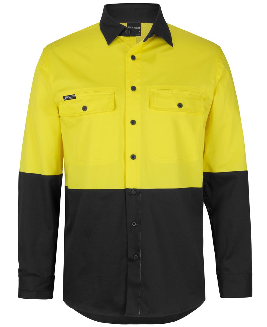 JB's HV L/S STRETCH WORK SHIRT - Yellow/Black