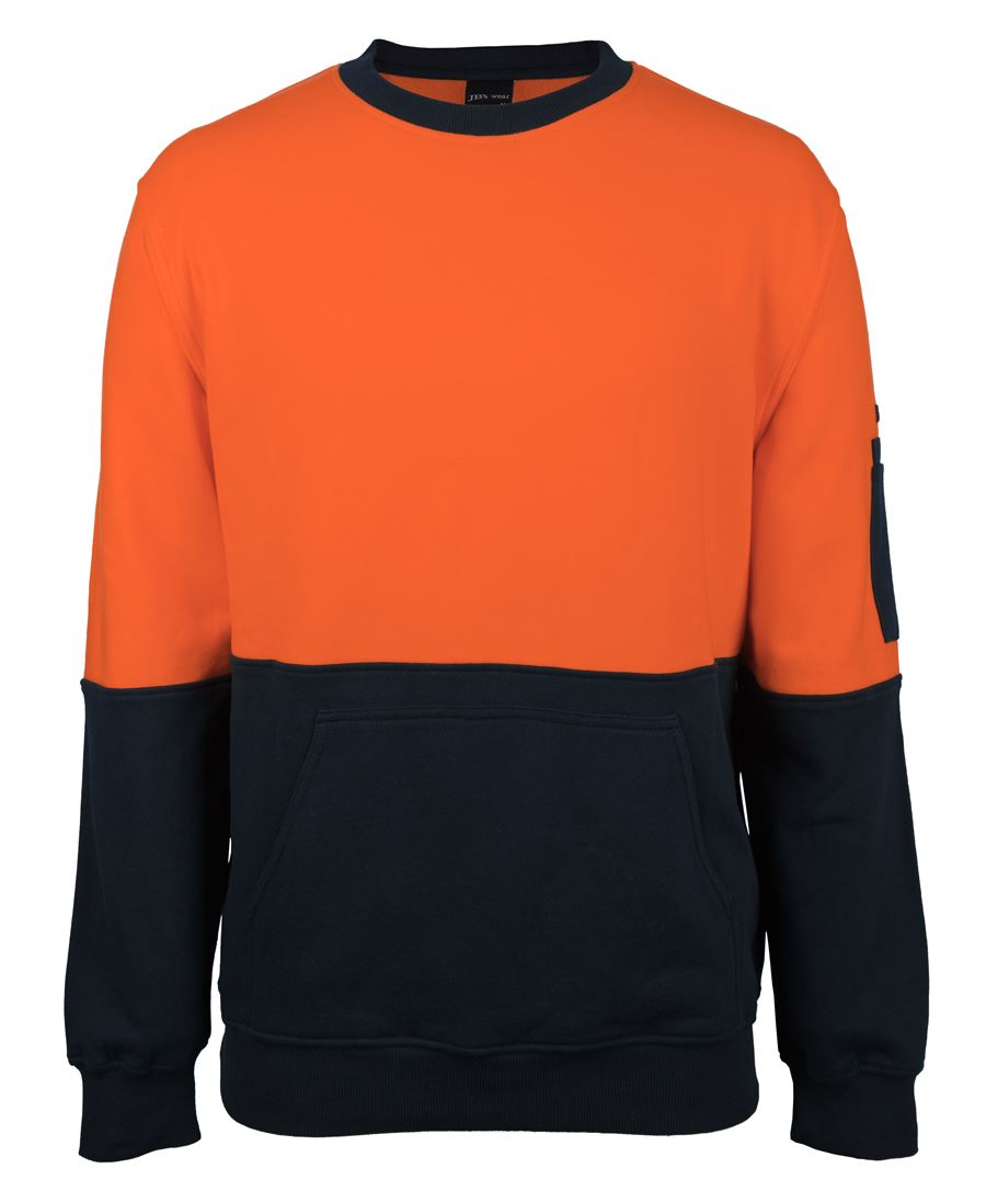 JB's HV 310 COTTON CREW NECK FLEECE - Orange/Navy