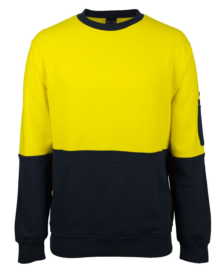JB's HV 310 COTTON CREW NECK FLEECE - Yellow/Navy