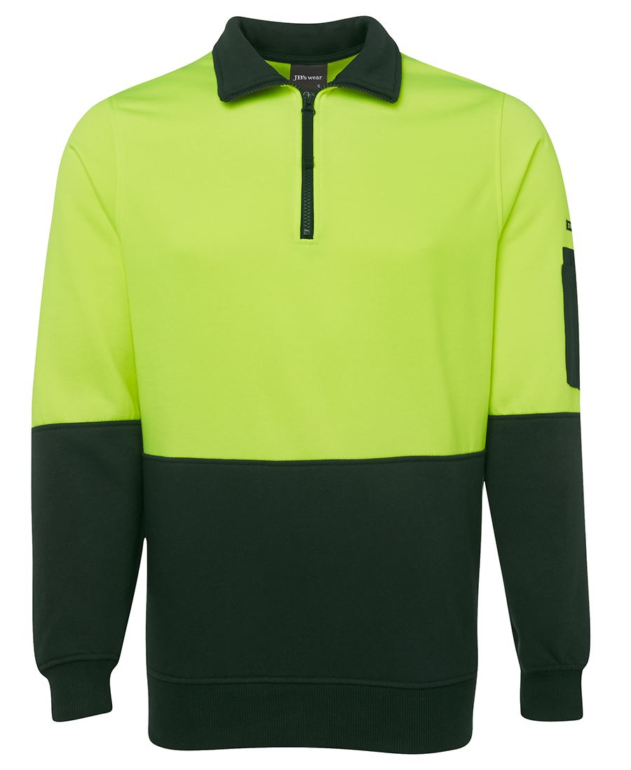 JB's HV 1/2 ZIP FLEECY - Lime/Bottle