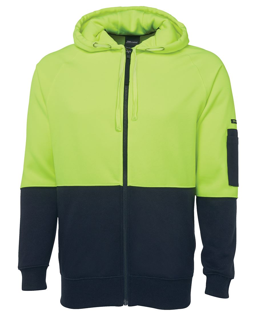 JB's HV FULL ZIP FLEECY HOODIE - Lime/Navy