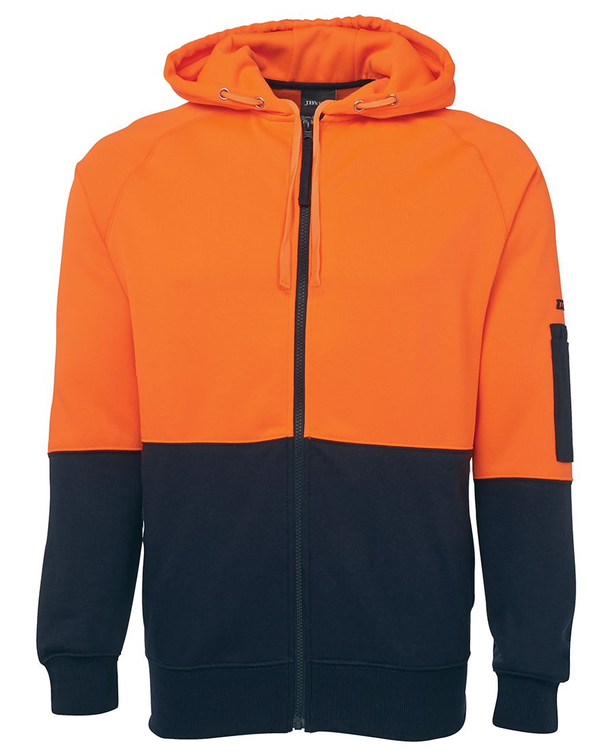 JB's HV FULL ZIP FLEECY HOODIE - Orange/Navy