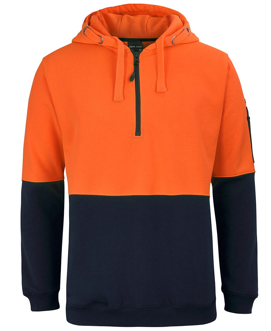 JB's HV 1/2 ZIP FLEECY HOODIE - Orange/Navy