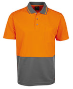 JB's HV 4602.1 NON CUFF TRAD POLO - Orange/Charcoal