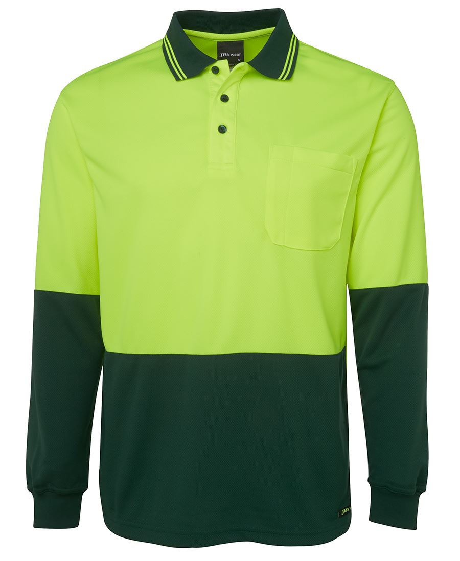 JB's HV L/S TRAD POLO - Lime/Bottle