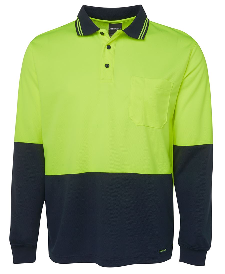 JB's HV L/S TRAD POLO - Lime/Navy