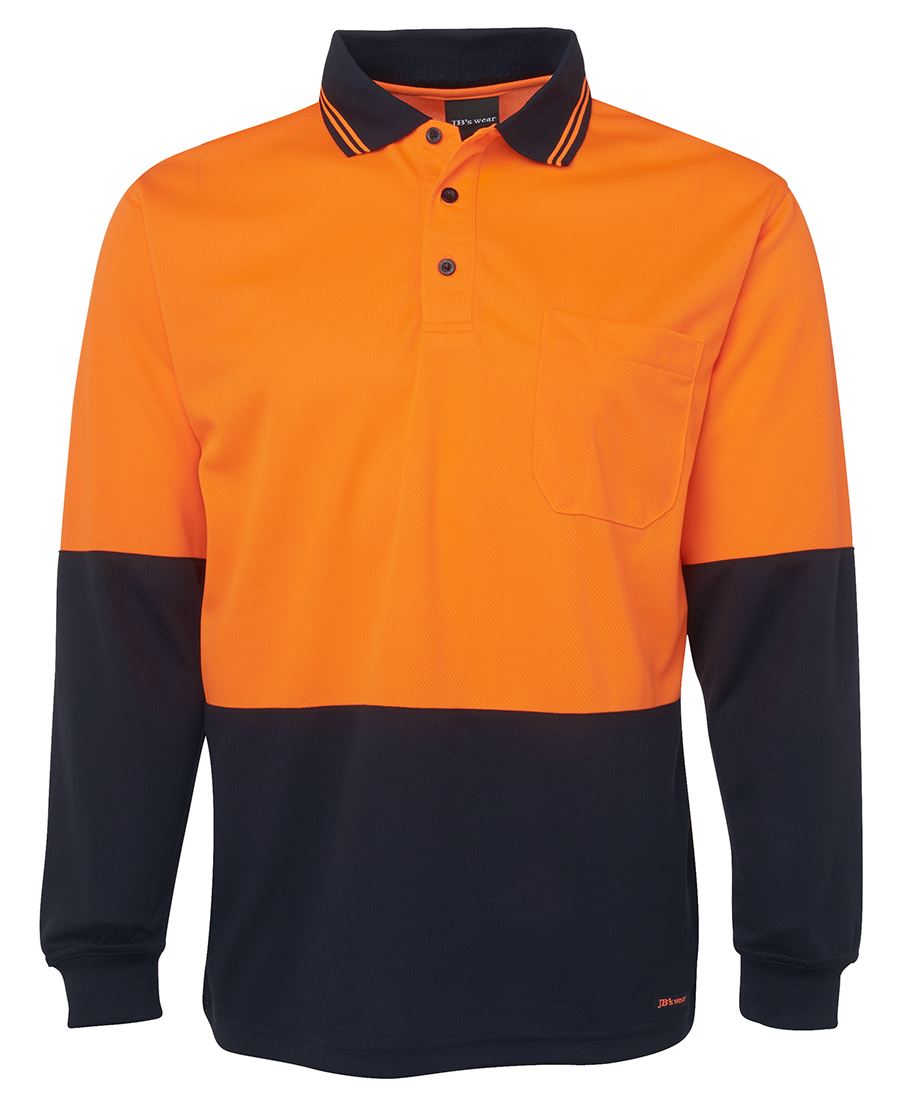 JB's HV L/S TRAD POLO - Orange/Navy