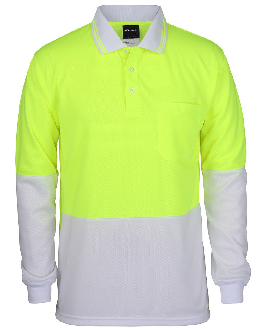 JB's HV L/S TRAD POLO - Lime/White