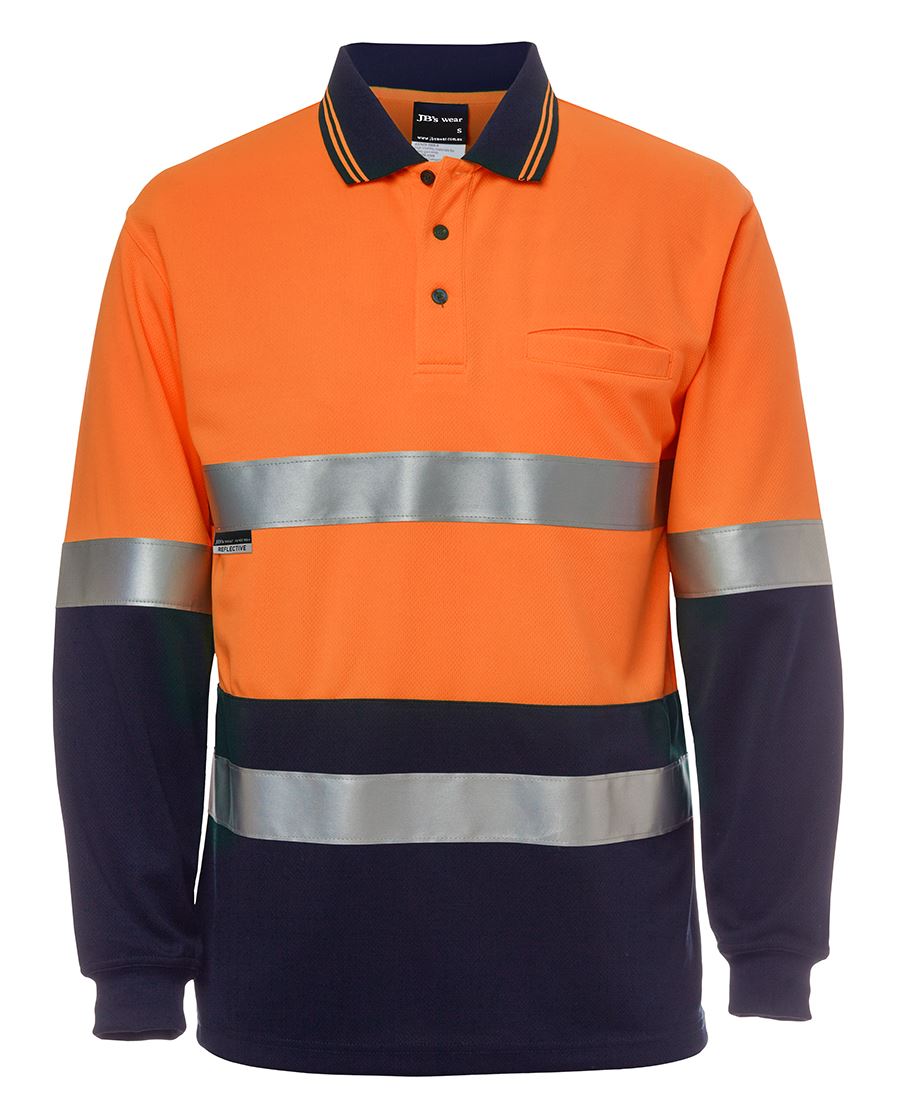 JB's HV L/S (D+N) TRAD POLO - Orange/Navy