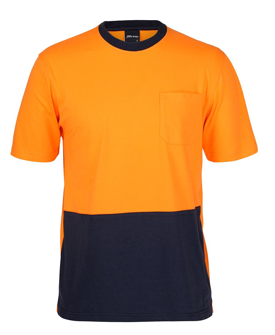 JB's HV CREW NECK COTTON T-SHIRT - Orange/Navy