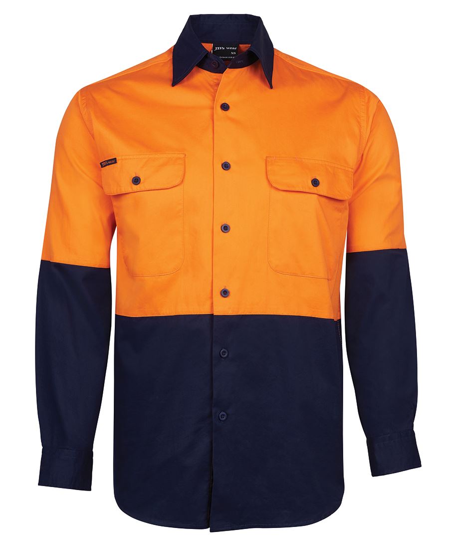 JB's HV L/S 150G SHIRT - Orange/Navy