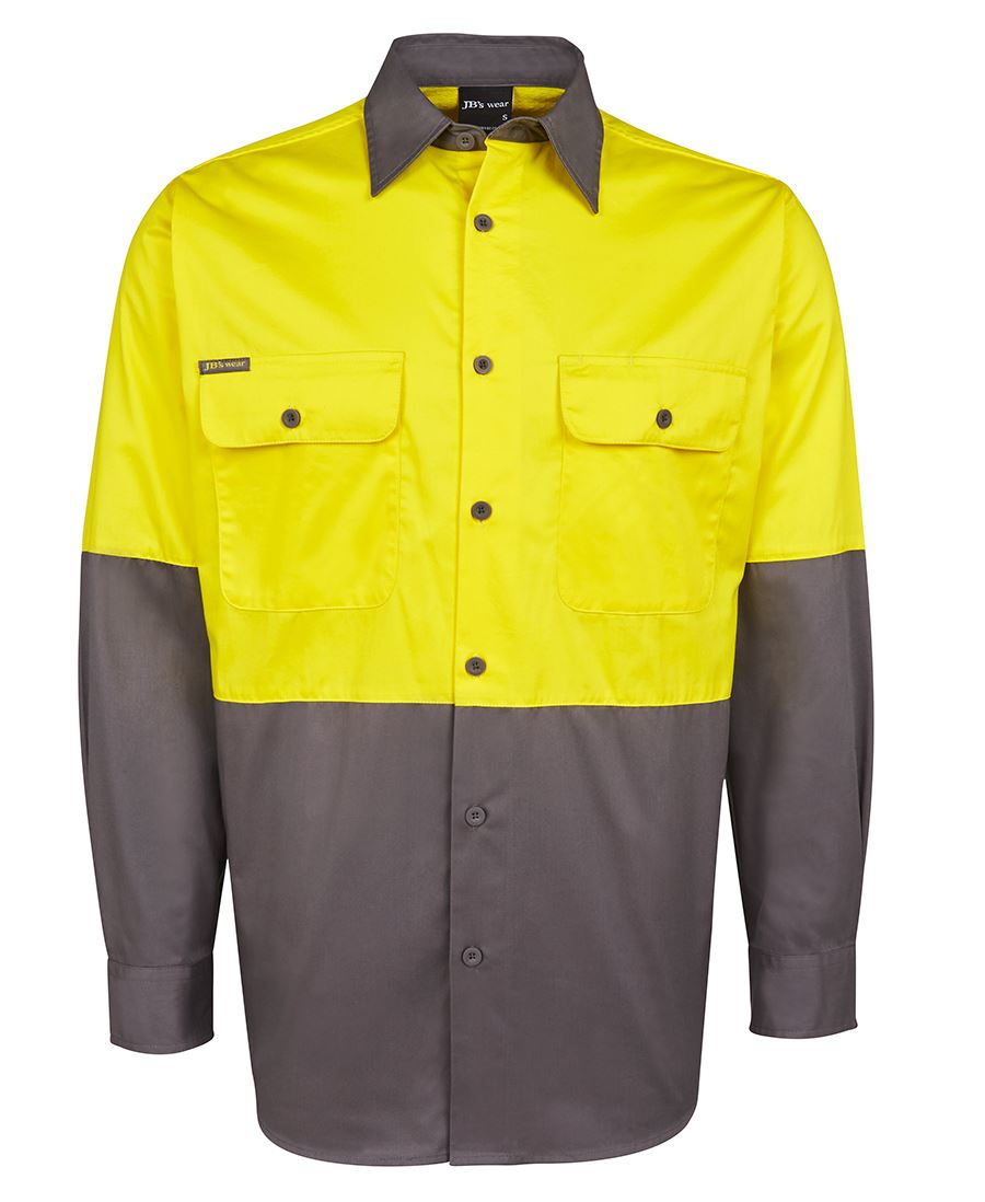 JB's HV L/S 150G SHIRT - Yellow/Charcoal