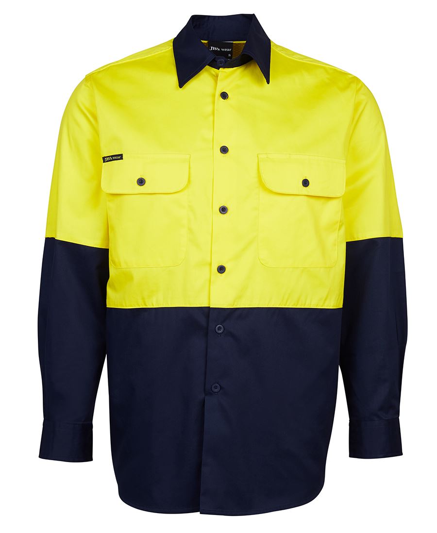 JB's HV L/S 150G SHIRT - Yellow/Navy