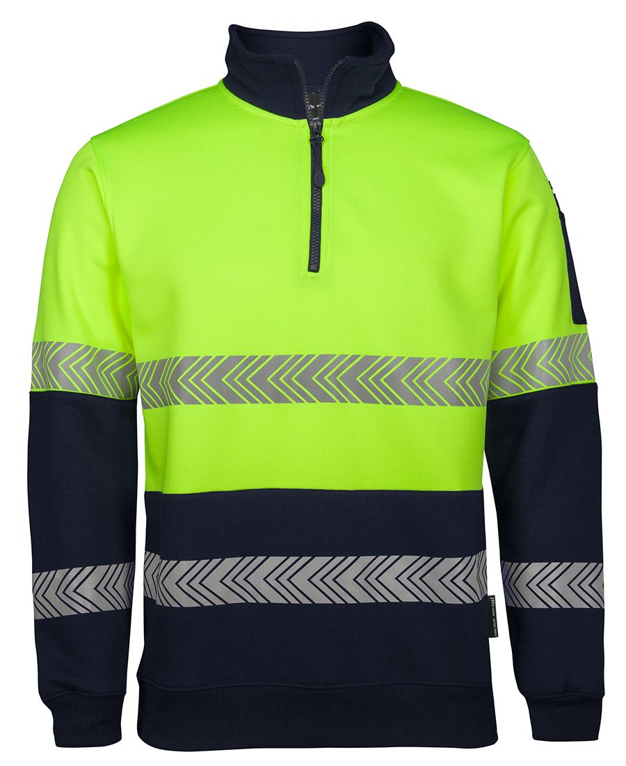 JB's HV 1/2 ZIP SEGMENTED TAPE FLEECY - Lime/Navy