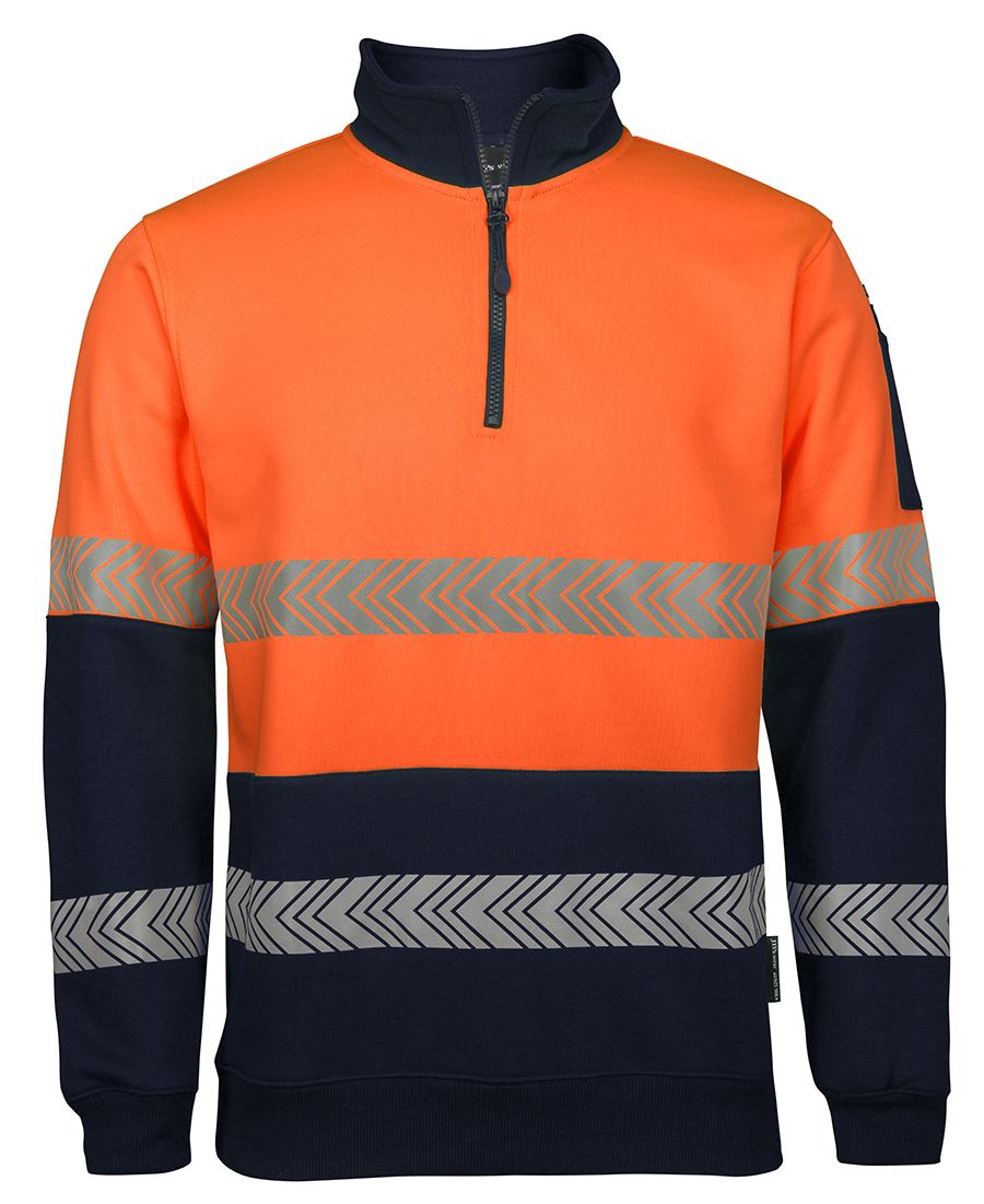 JB's HV 1/2 ZIP SEGMENTED TAPE FLEECY - Orange/Navy