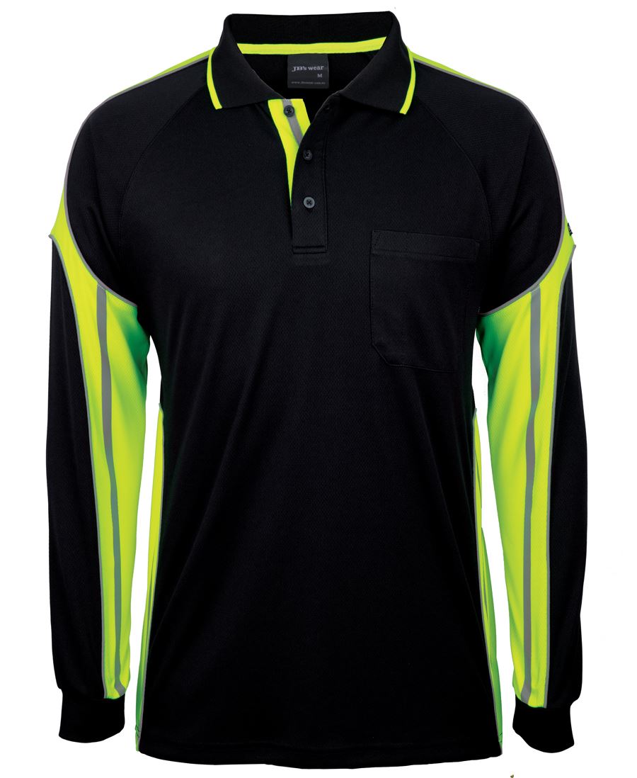 L/S STREET PANEL POLO - BLACK/LIME