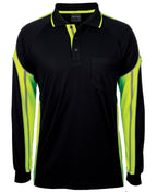 L/S STREET PANEL POLO - BLACK/LIME
