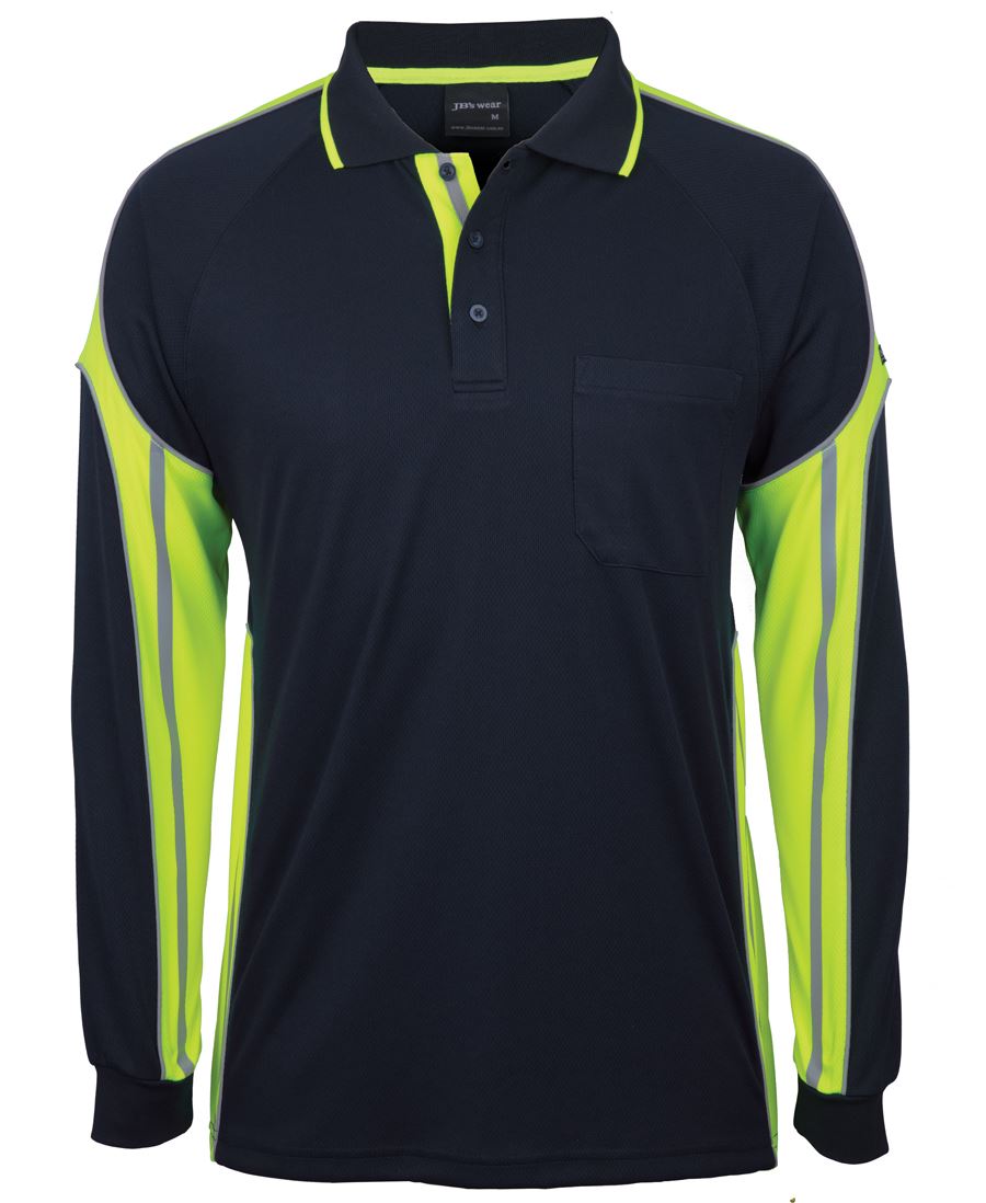 L/S STREET PANEL POLO - NAVY/LIME