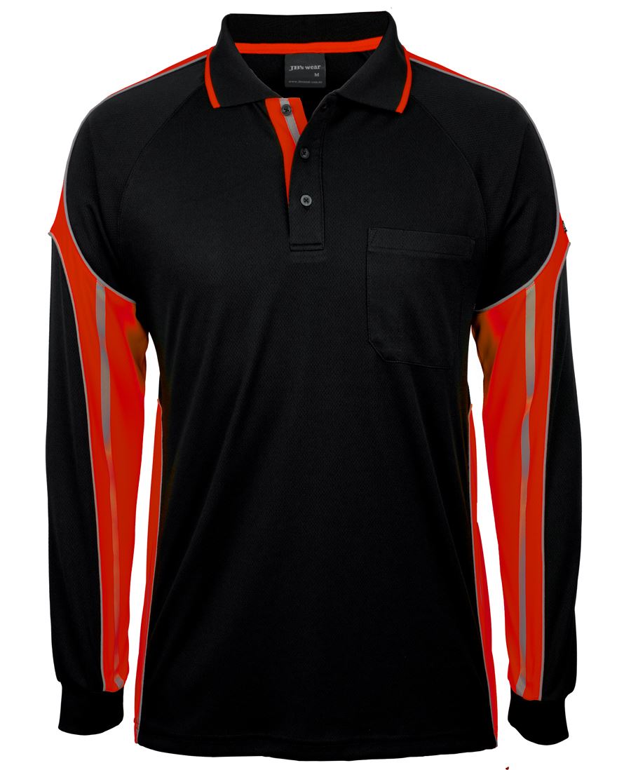 L/S STREET PANEL POLO - BLACK/ORANGE
