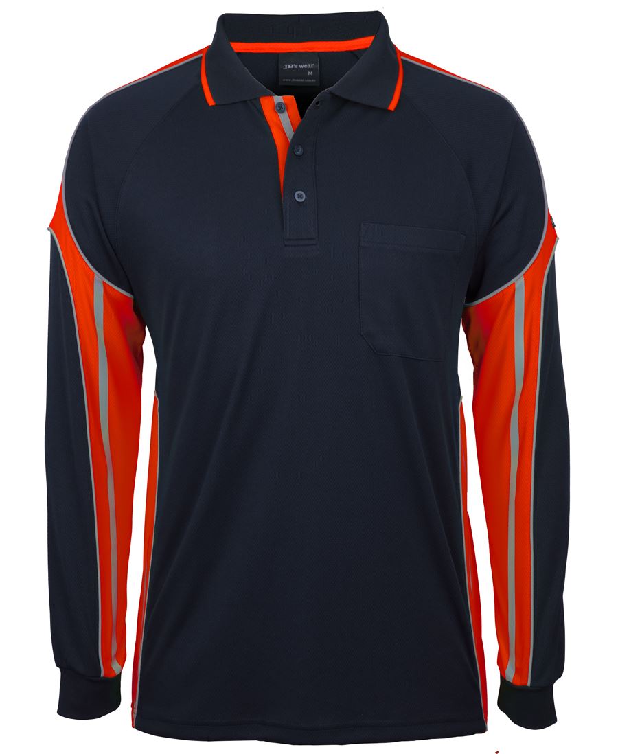 L/S STREET PANEL POLO - NAVY/ORANGE