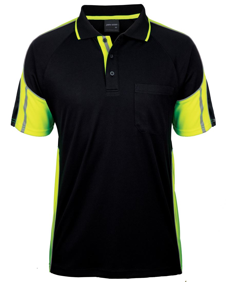 S/S STREET PANEL POLO - BLACK/LIME