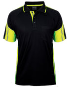S/S STREET PANEL POLO - BLACK/LIME