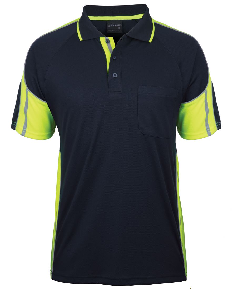 S/S STREET PANEL POLO - NAVY/LIME