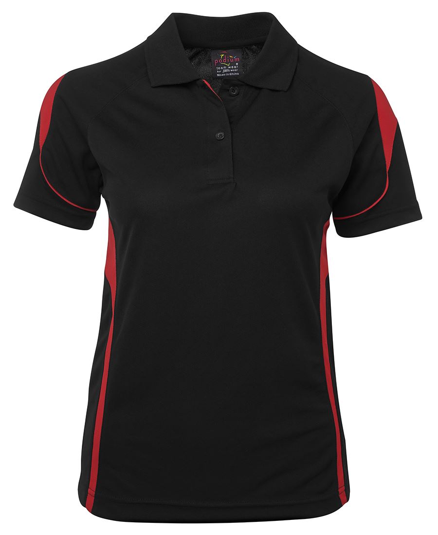 LADIES BELL POLO - BLACK/RED