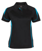 LADIES BELL POLO - BLACK/AQUA