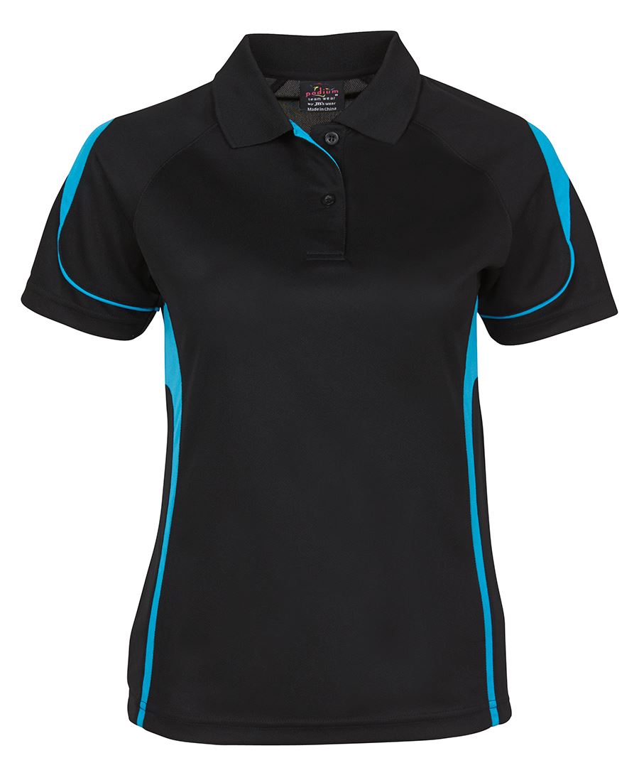 LADIES BELL POLO - BLACK/AQUA
