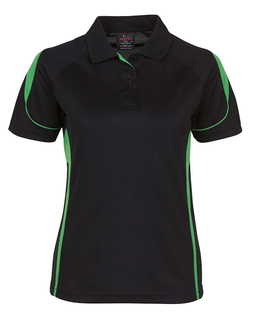 LADIES BELL POLO BLACK/PEA - GREEN