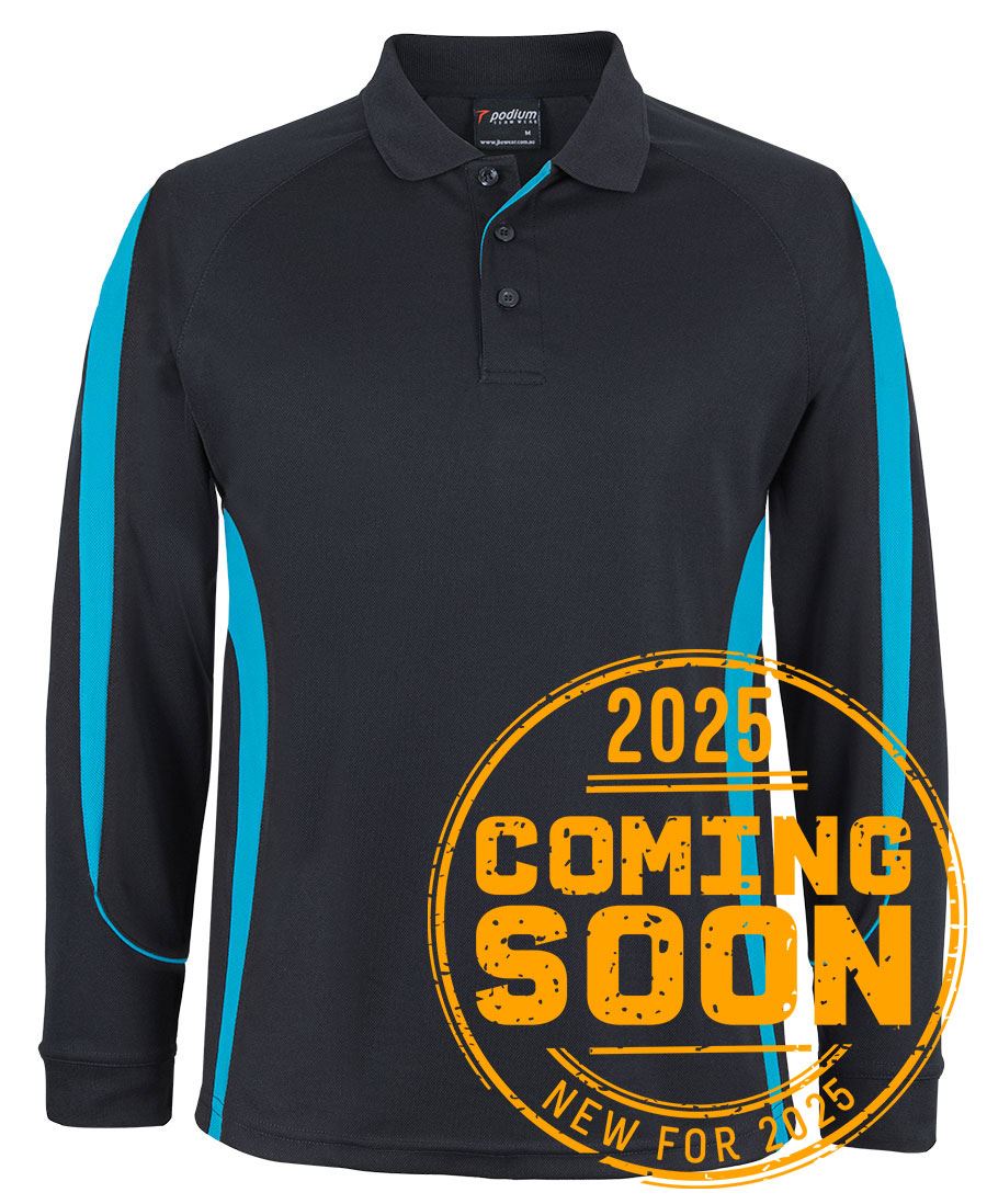 L/S BELL POLO - BLACK/AQUA