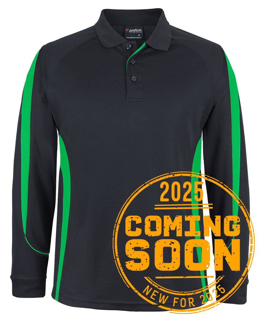 L/S BELL POLO BLACK/PEA - GREEN