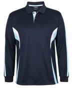 L/S COOL POLO - NAVY/LT BLUE/WHITE