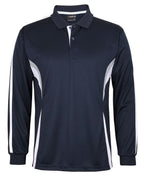 L/S COOL POLO - NAVY/WHITE/GREY
