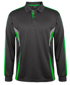 L/S COOL POLO - GUNMETAL/PEA GREEN/GREY