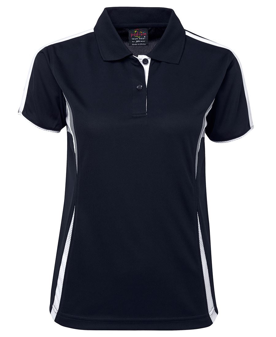 LADIES COOL POLO - NAVY/WHITE/GREY