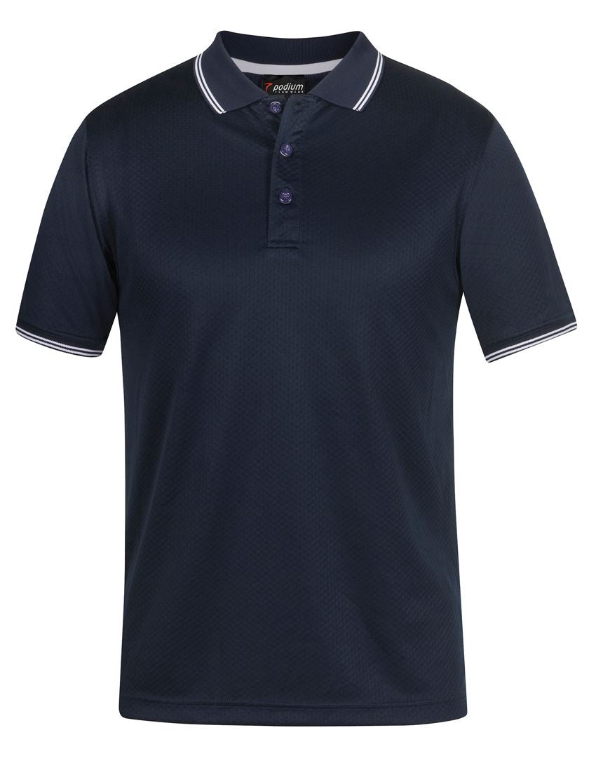 JACQUARD CONTRAST POLO - NAVY/WHITE