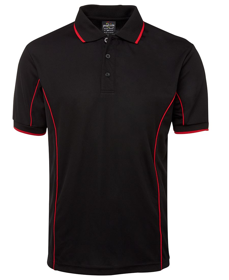 S/S PIPING POLO - BLACK/RED
