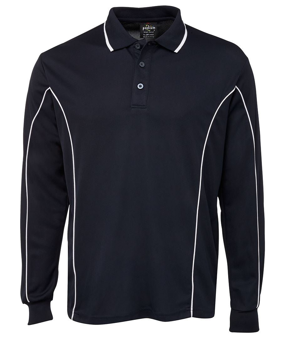 L/S PIPING POLO - NAVY/WHITE