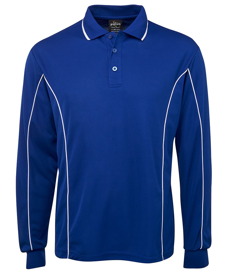 L/S PIPING POLO - ROYAL/WHITE