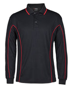 L/S PIPING POLO - BLACK/RED
