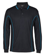 L/S PIPING POLO - BLACK/AQUA