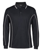 L/S PIPING POLO - BLACK/WHITE