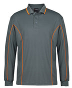 L/S PIPING POLO - GREY/ORANGE